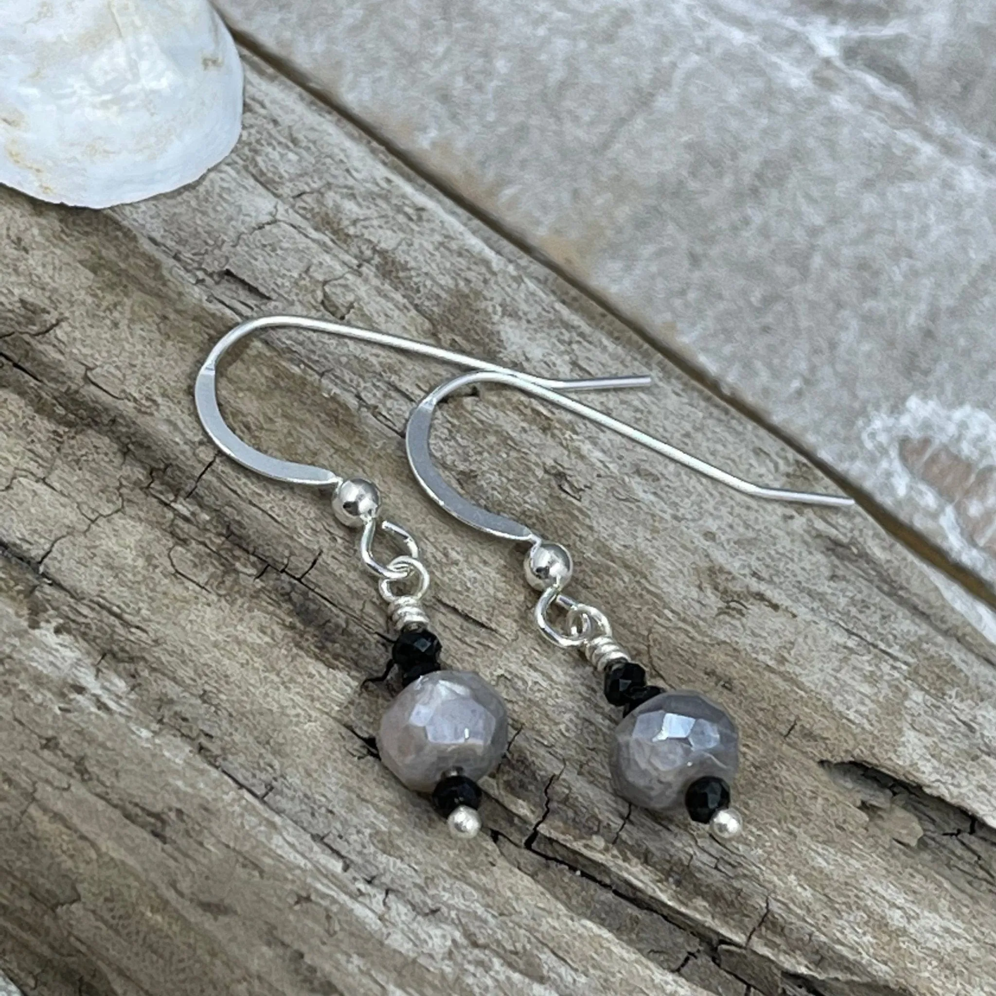 Diamond Coated Moonstone Earrings