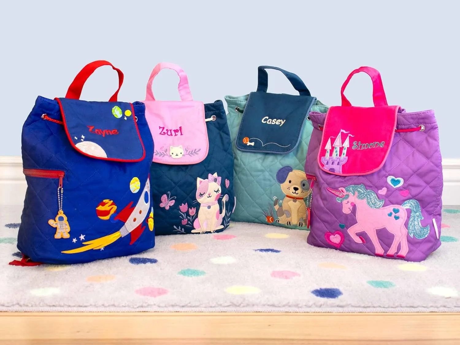 DIBSIES Personalized Quilted Backpack for Kindergarten, Pre-School, and Daycare (Shark All Over Print)