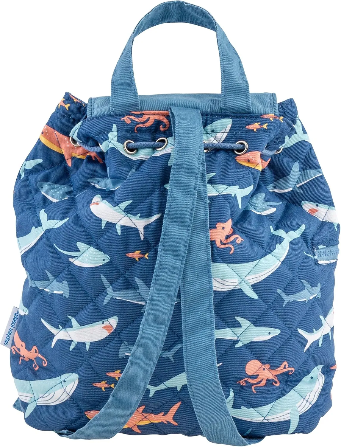 DIBSIES Personalized Quilted Backpack for Kindergarten, Pre-School, and Daycare (Shark All Over Print)