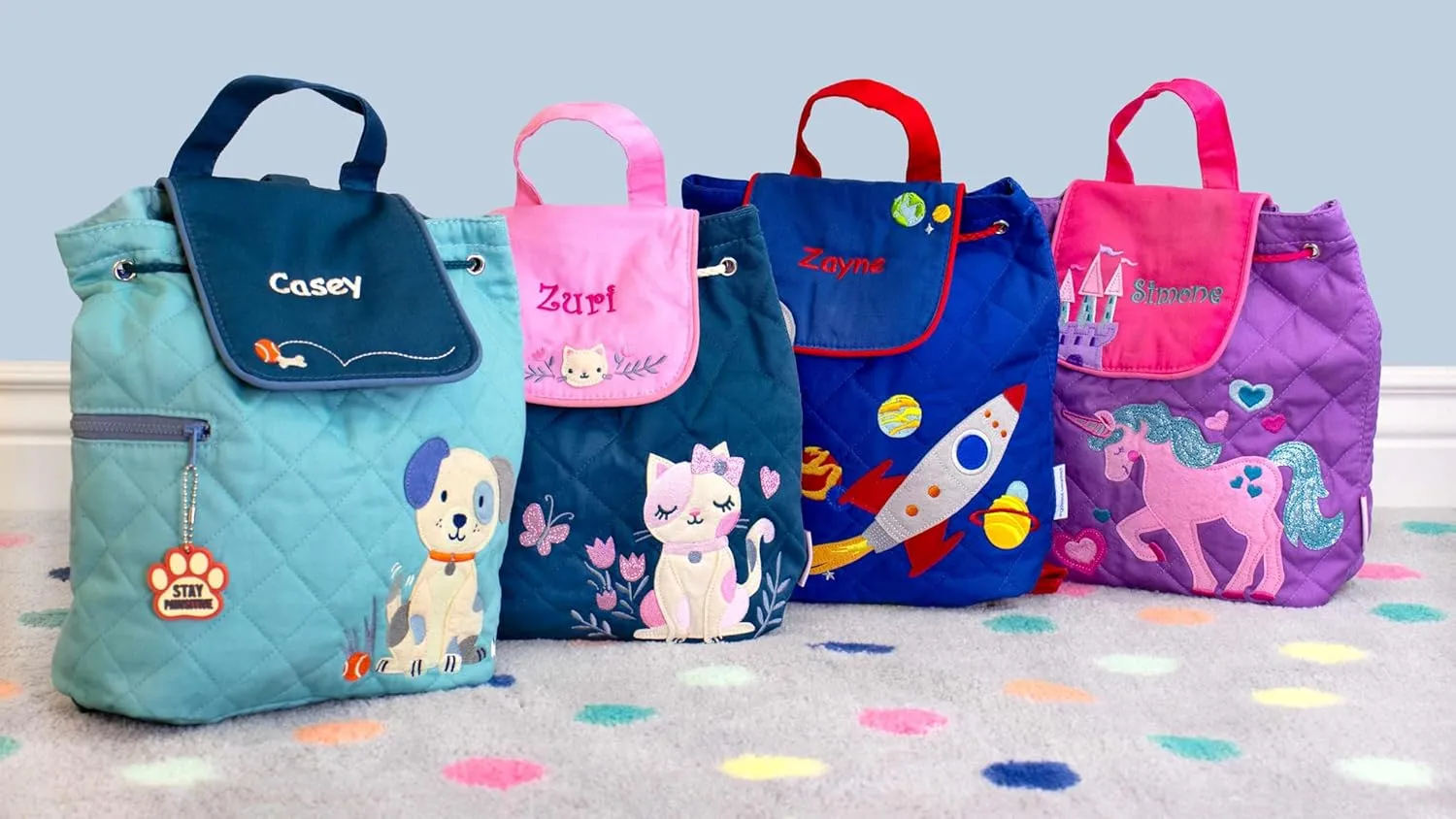 DIBSIES Personalized Quilted Backpack for Kindergarten, Pre-School, and Daycare (Shark All Over Print)