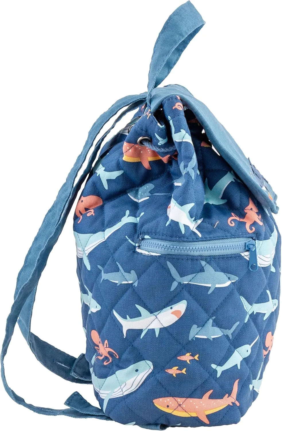 DIBSIES Personalized Quilted Backpack for Kindergarten, Pre-School, and Daycare (Shark All Over Print)