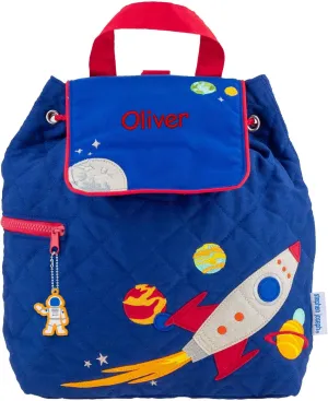DIBSIES Personalized Quilted Backpack for Kindergarten, Pre-School, and Daycare (Space)