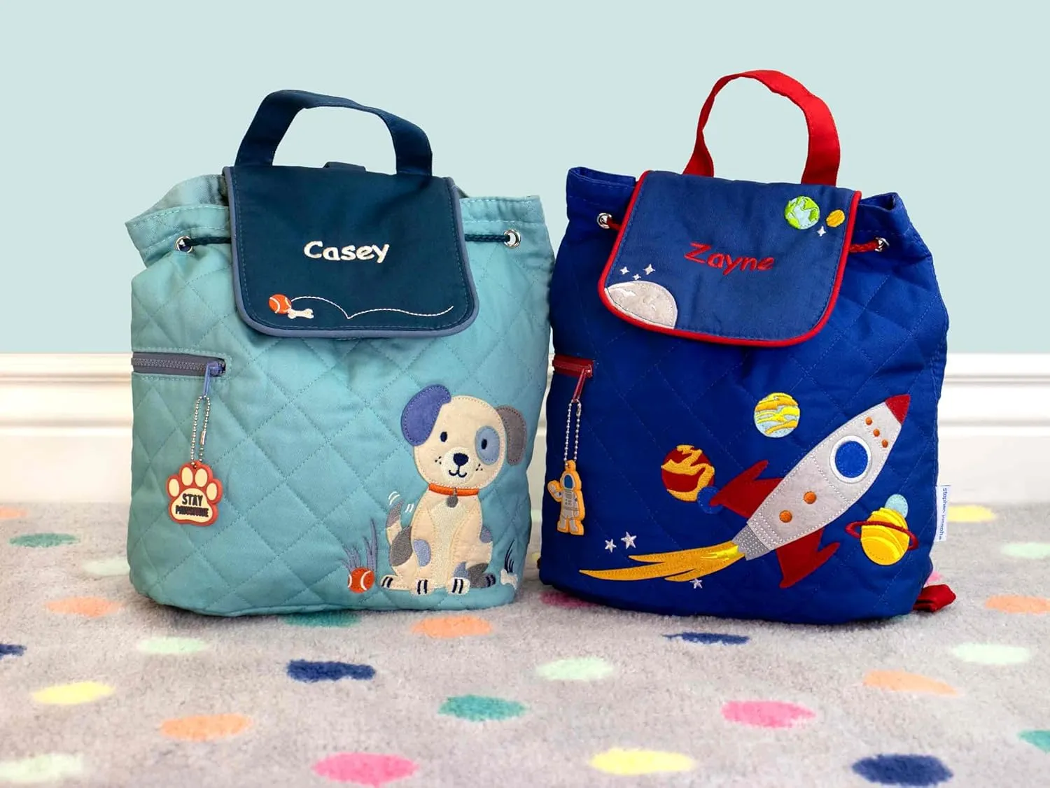 DIBSIES Personalized Quilted Backpack for Kindergarten, Pre-School, and Daycare (Space)