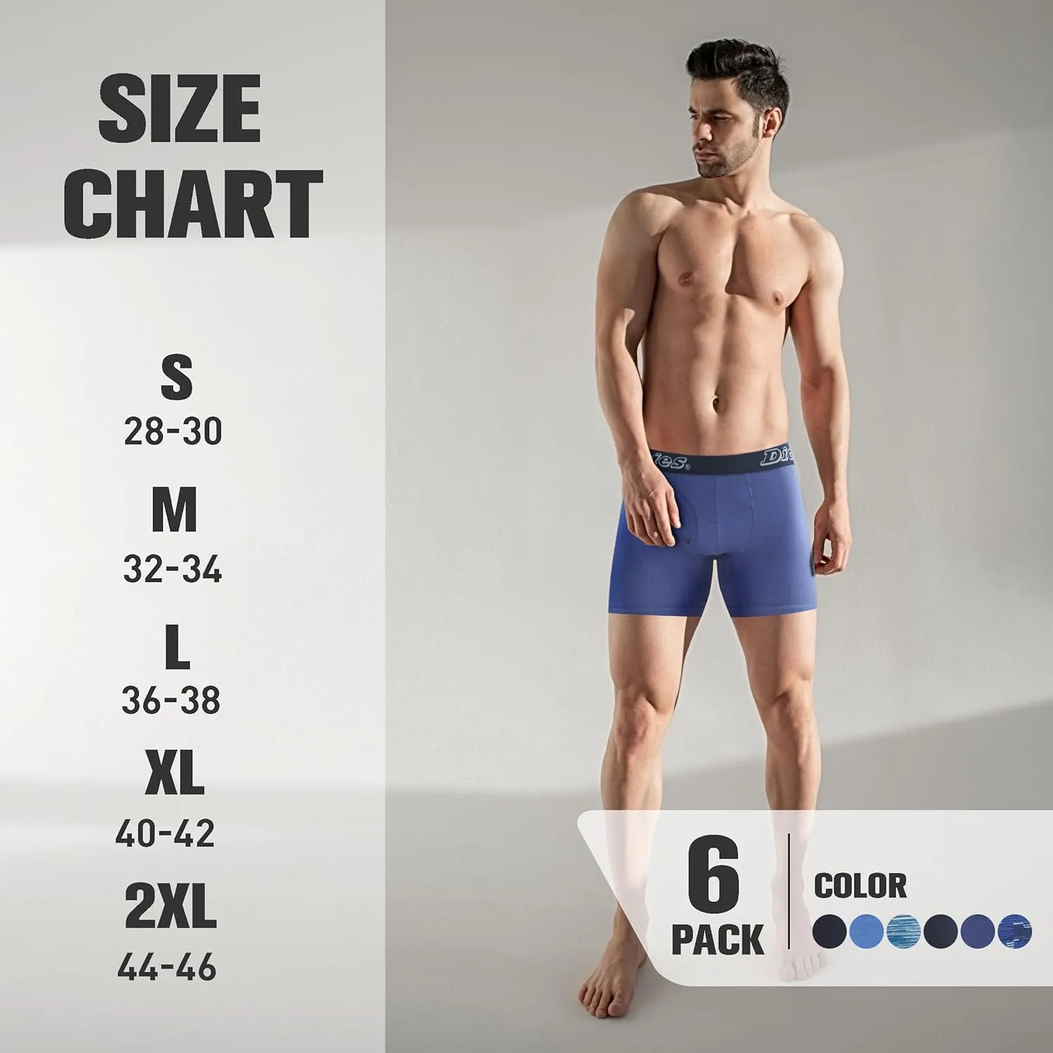 Dickies Mens Underwear 6 Pack Boxers for Men Breathable Cotton Boxer Briefs