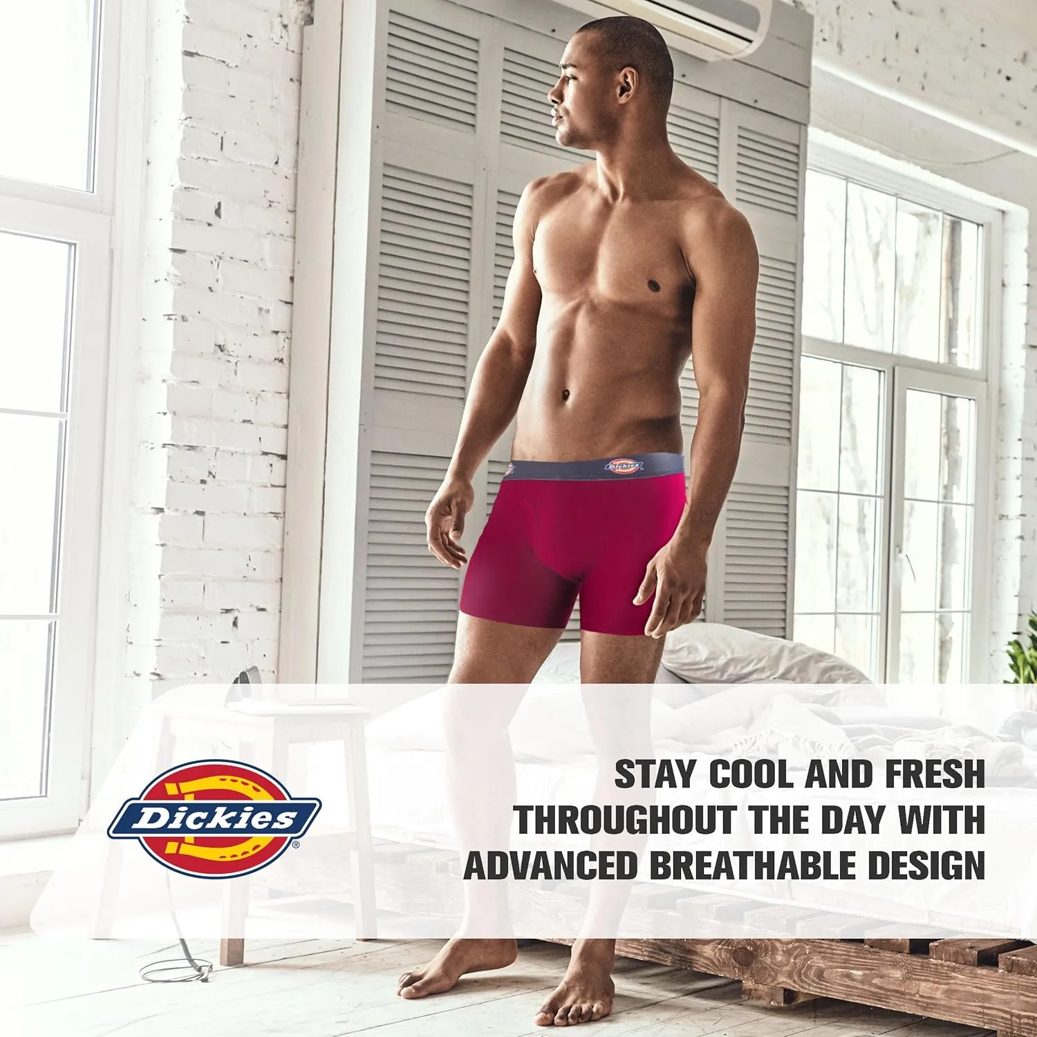 Dickies Mens Underwear 6 Pack Boxers for Men Breathable Cotton Boxer Briefs