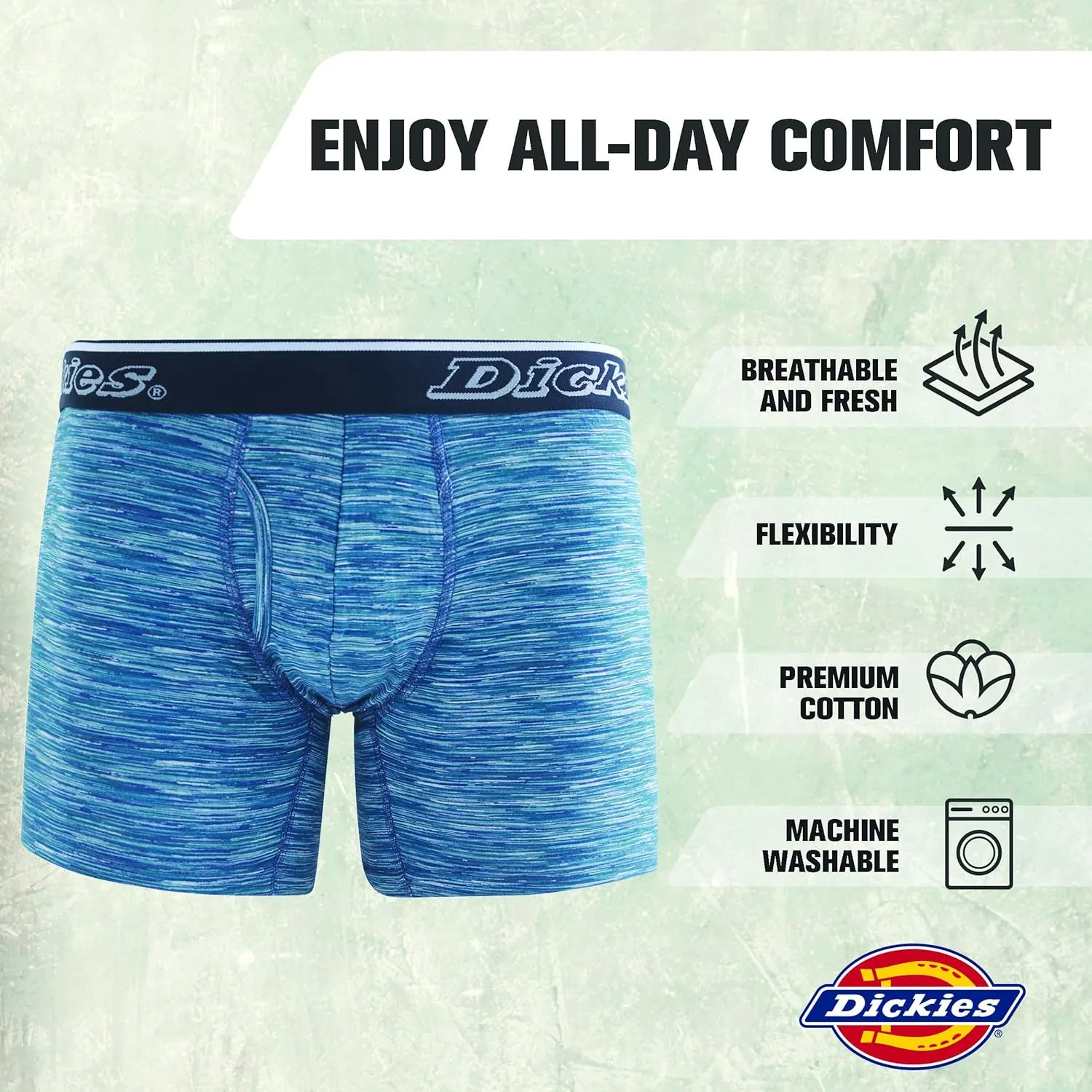 Dickies Mens Underwear 6 Pack Boxers for Men Breathable Cotton Boxer Briefs