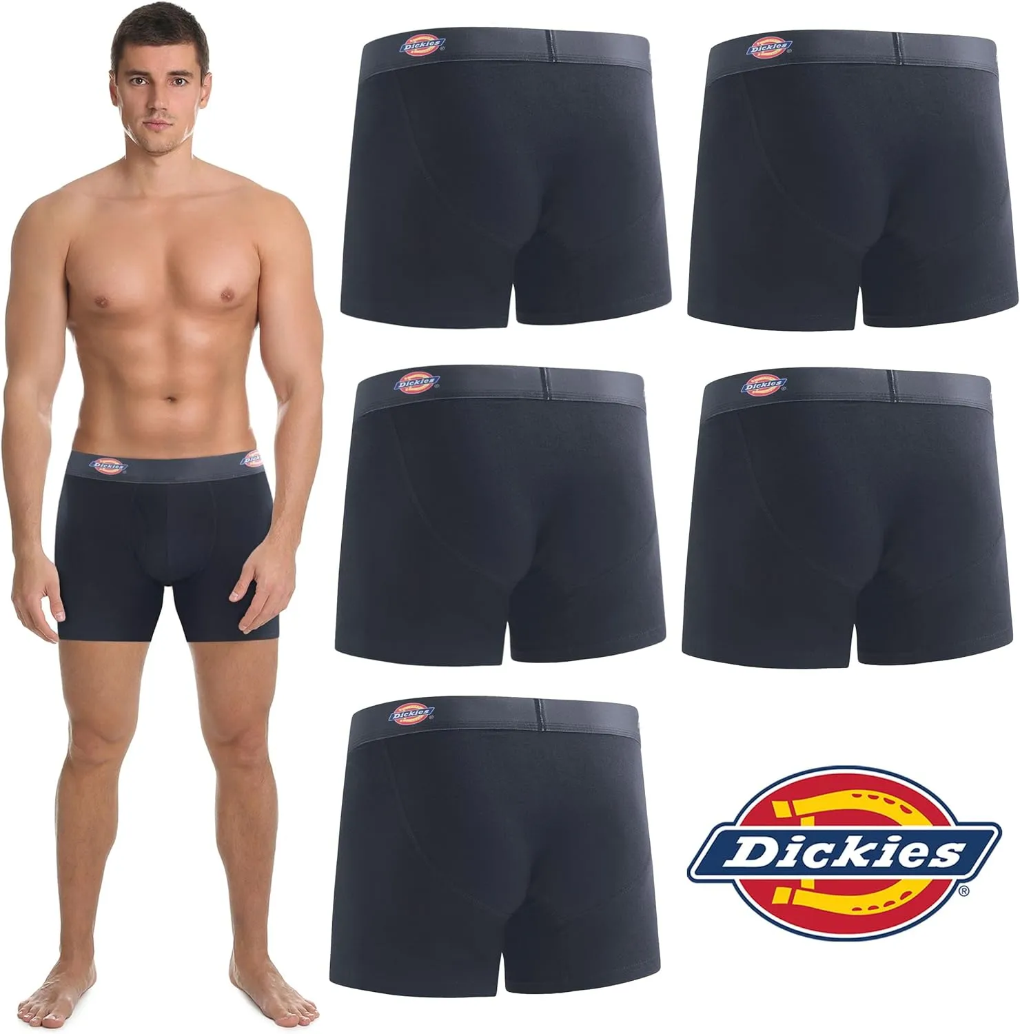 Dickies Mens Underwear 6 Pack Boxers for Men Breathable Cotton Boxer Briefs
