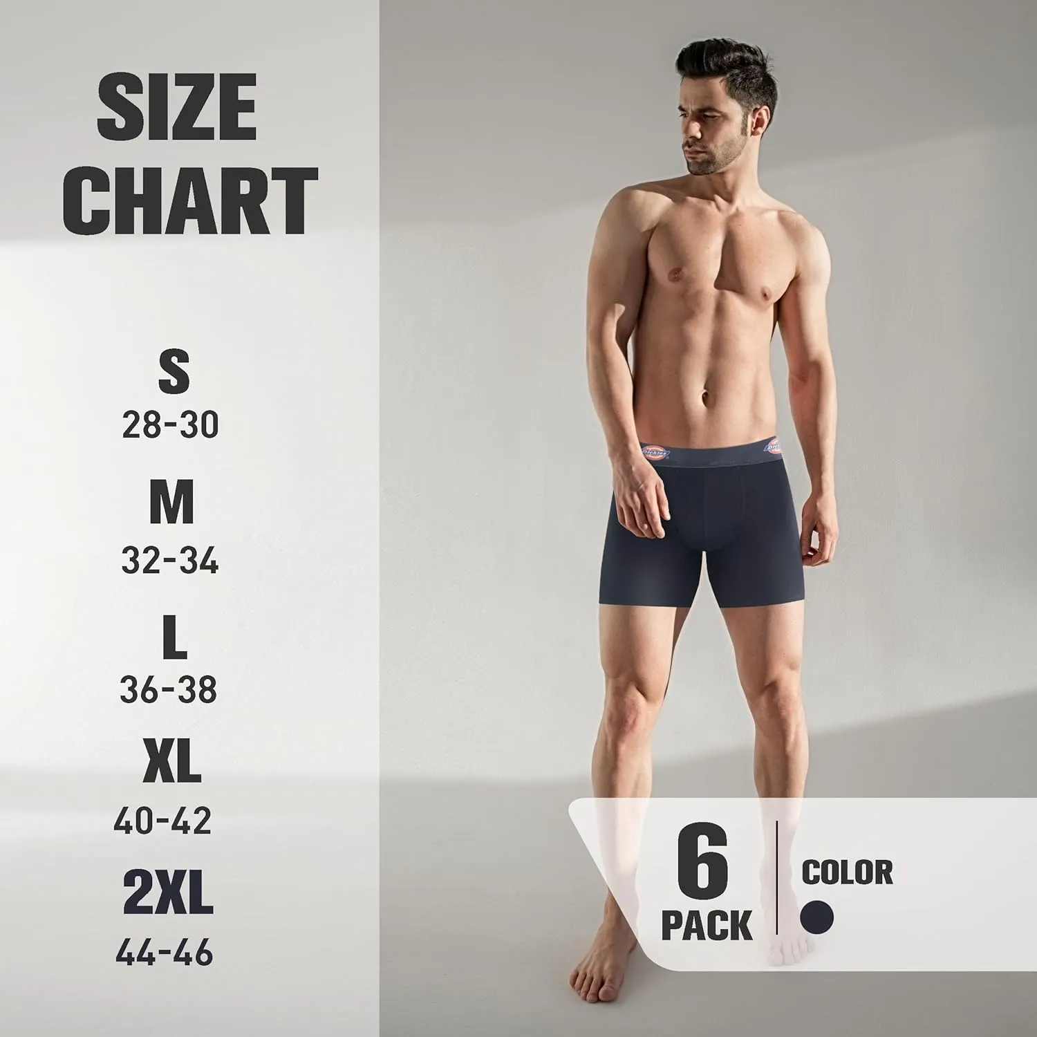 Dickies Mens Underwear 6 Pack Boxers for Men Breathable Cotton Boxer Briefs