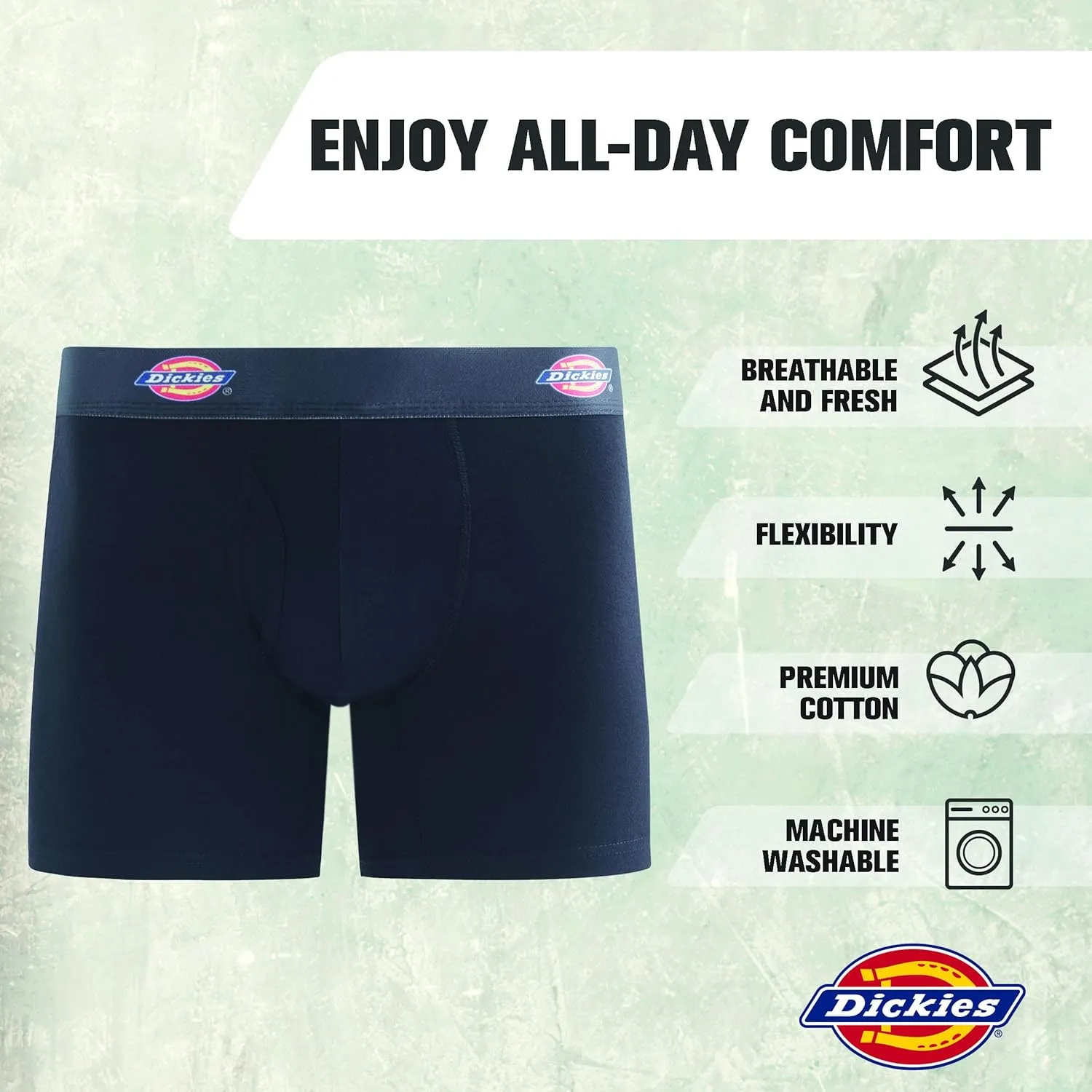 Dickies Mens Underwear 6 Pack Boxers for Men Breathable Cotton Boxer Briefs