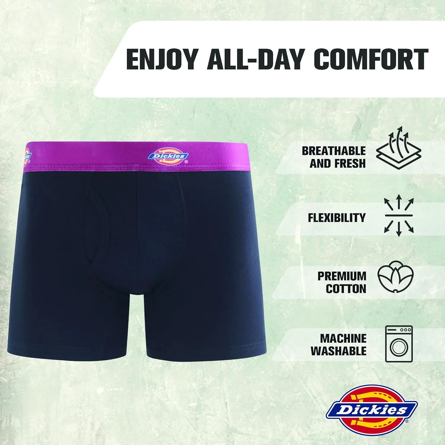 Dickies Mens Underwear 6 Pack Boxers for Men Breathable Cotton Boxer Briefs
