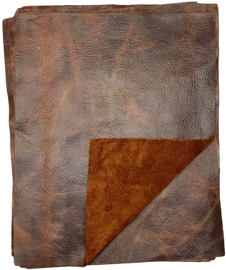Distressed Cowhide Pull Up Leather: 8.5'' x 11'' Pre Cut Pieces (Bourbon, 1 Piece)