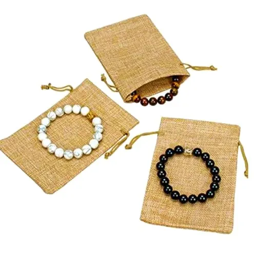 DMS RETAIL Party Favor Jute Bags Potli Bags for Women Royal Clutch Batwa Dryfruit, Chocolate, Shagun, Return Bag Pack Of 15 (10X14 CMS)