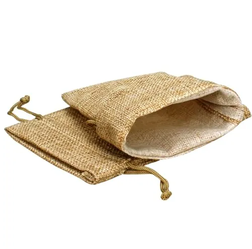 DMS RETAIL Party Favor Jute Bags Potli Bags for Women Royal Clutch Batwa Dryfruit, Chocolate, Shagun, Return Bag Pack Of 15 (10X14 CMS)