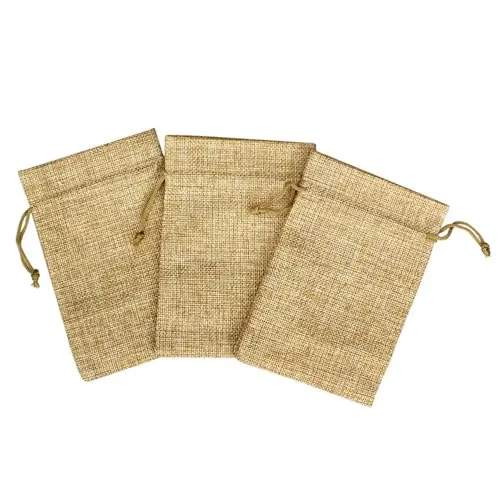 DMS RETAIL Party Favor Jute Bags Potli Bags for Women Royal Clutch Batwa Dryfruit, Chocolate, Shagun, Return Bag Pack Of 15 (10X14 CMS)