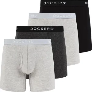 DOCKERS Men's Underwear Cotton Stretch Boxer Briefs for Men Pack of 4