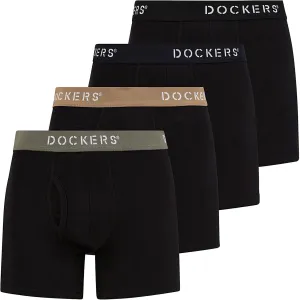 DOCKERS Men's Underwear Cotton Stretch Boxer Briefs for Men Pack of 4