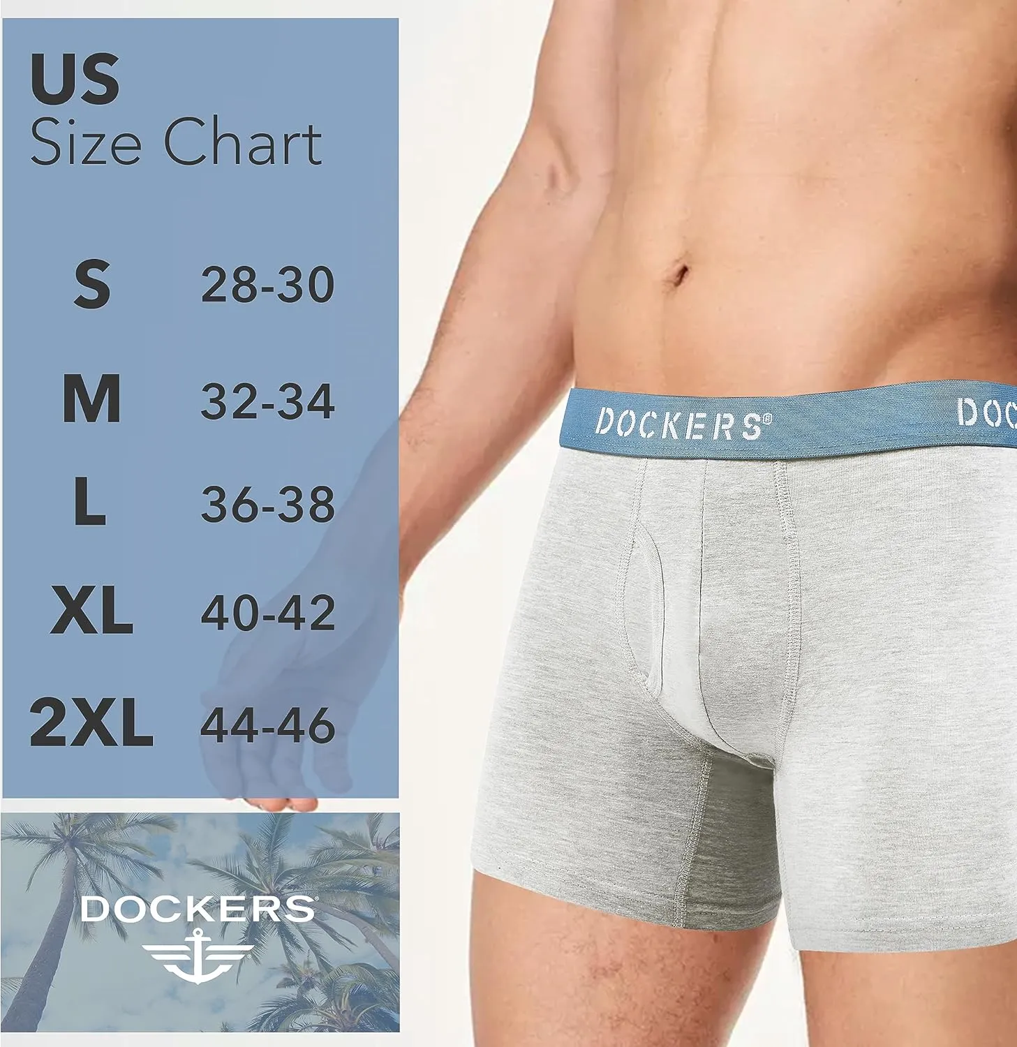 DOCKERS Men's Underwear Cotton Stretch Boxer Briefs for Men Pack of 4