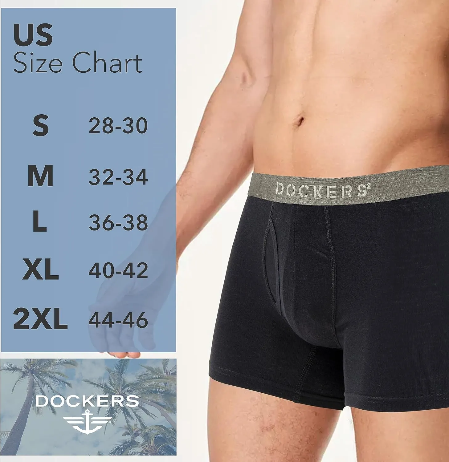 DOCKERS Men's Underwear Cotton Stretch Boxer Briefs for Men Pack of 4