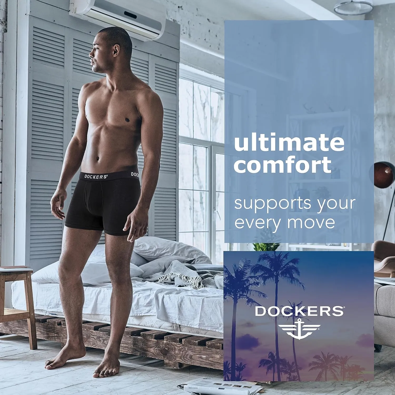 DOCKERS Men's Underwear Cotton Stretch Boxer Briefs for Men Pack of 4