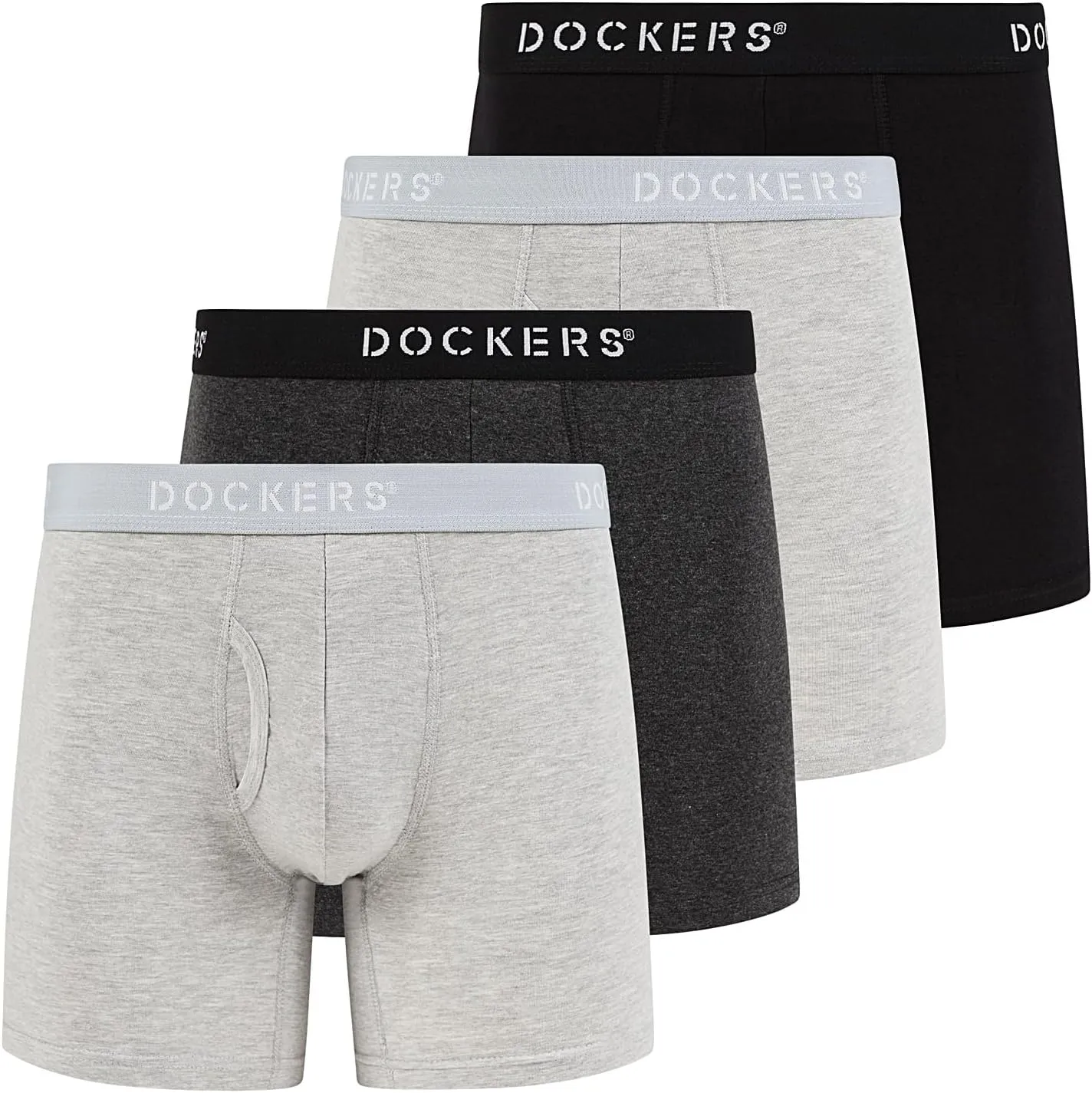 DOCKERS Men's Underwear Cotton Stretch Boxer Briefs for Men Pack of 4