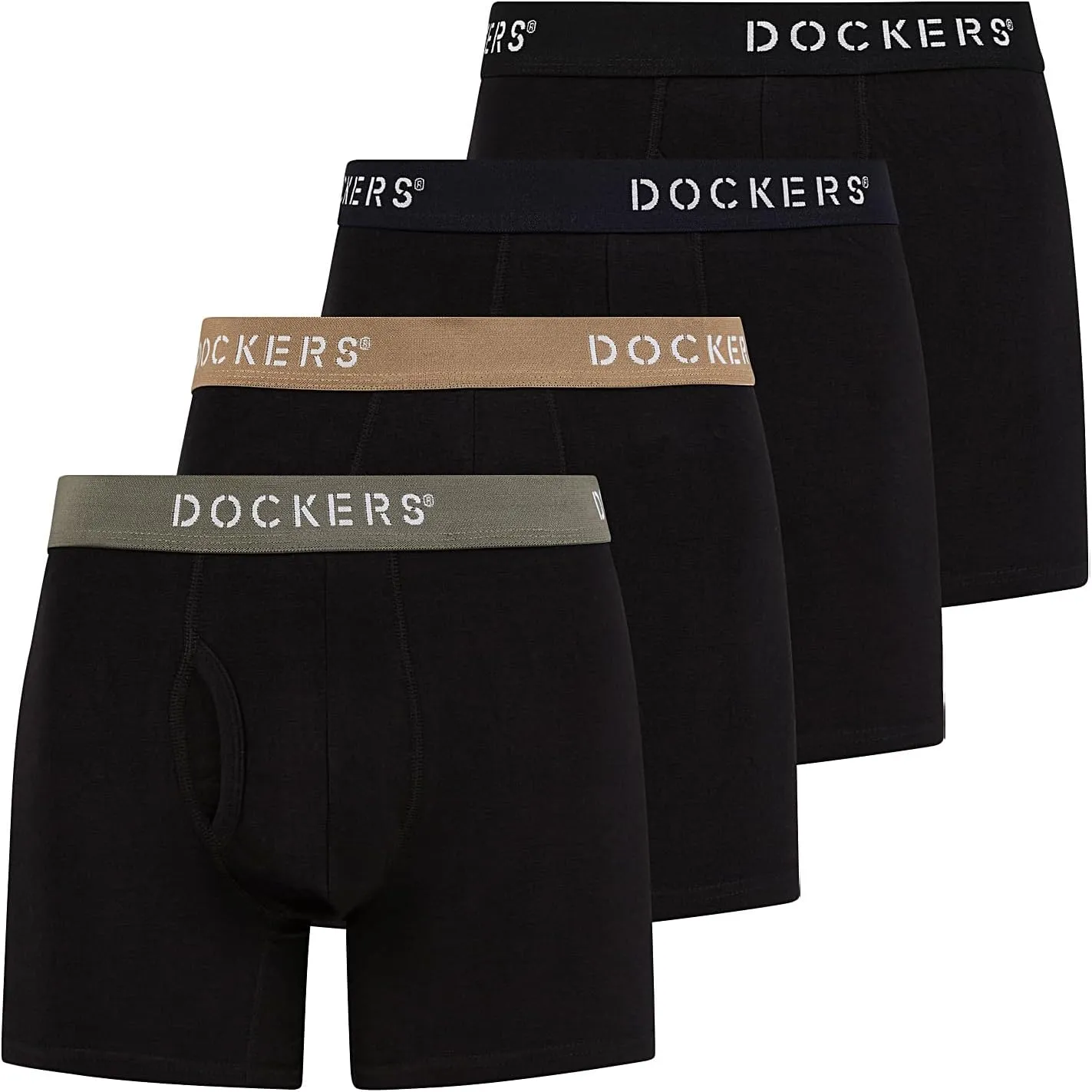 DOCKERS Men's Underwear Cotton Stretch Boxer Briefs for Men Pack of 4