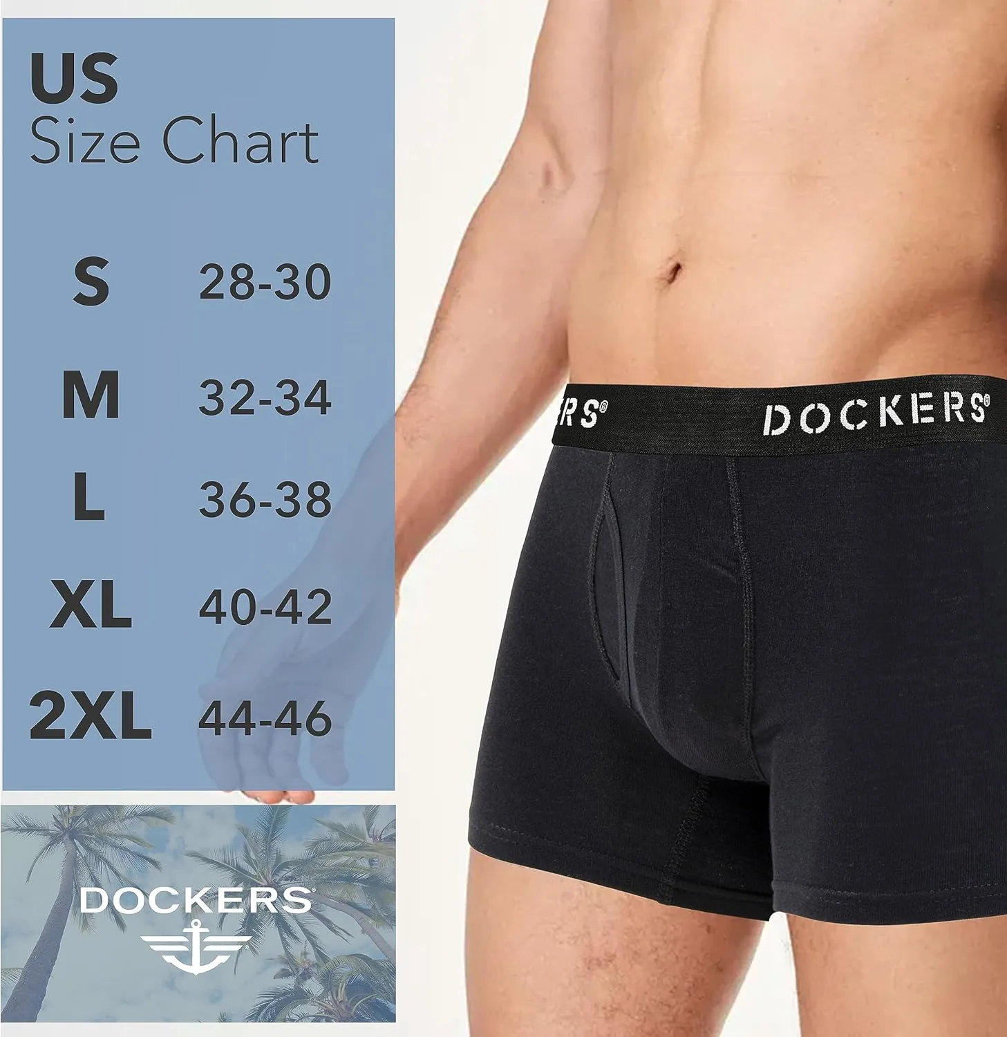 DOCKERS Men's Underwear Cotton Stretch Boxer Briefs for Men Pack of 4
