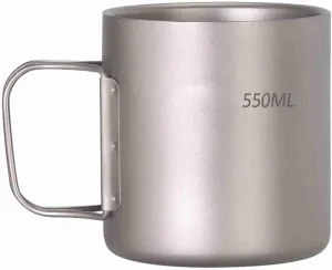Double Wall Water Cup Coffee Mug for Outdoor Camping Hiking Picnic, 550ml (550ml)