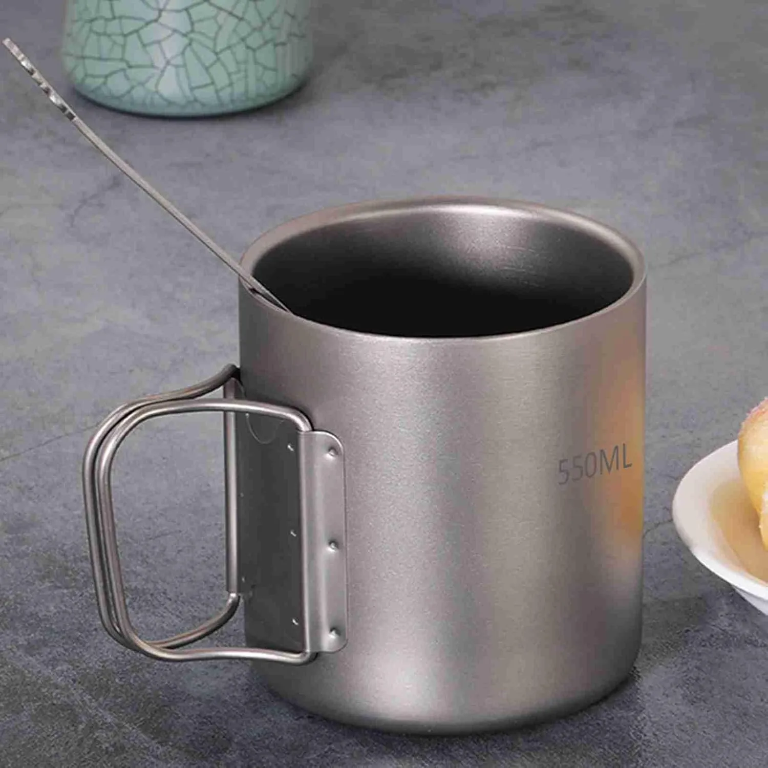 Double Wall Water Cup Coffee Mug for Outdoor Camping Hiking Picnic, 550ml (550ml)
