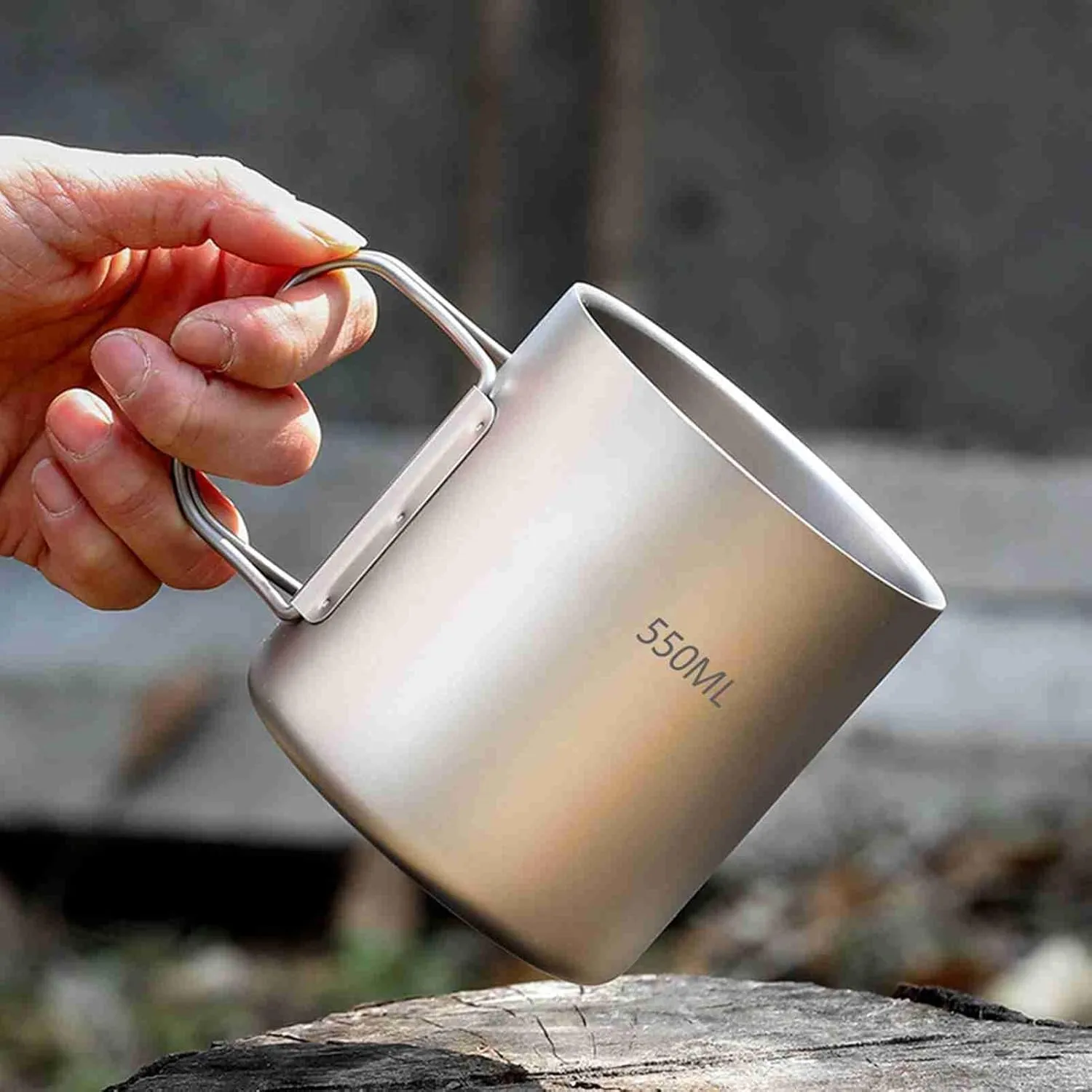 Double Wall Water Cup Coffee Mug for Outdoor Camping Hiking Picnic, 550ml (550ml)