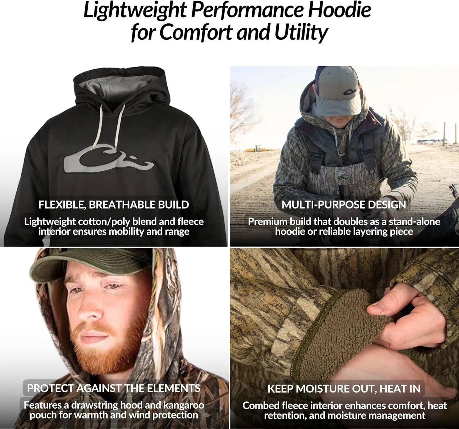 Drake Waterfowl® MST Performance Camouflage Hoodie, Double-Lined Hood, Cotton/Poly Blend, and Kangaroo Pouch for Comfort