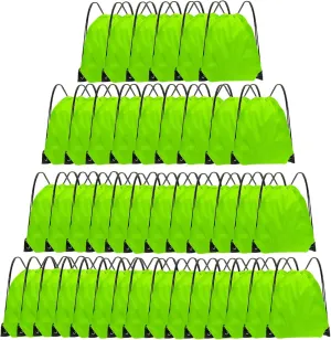 Drawstring Backpack Bulk 42 Pcs String Backpack Drawstring Bags Cinch Bag Sackpack for Men Women Gym (Light Green)