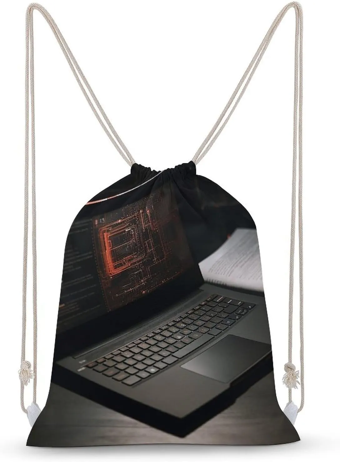 Drawstring Backpack Computer Turns On String Bag Sackpack Foldable Backpack Sports Gym Bag for Shopping Yoga