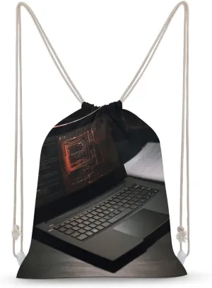 Drawstring Backpack Computer Turns On String Bag Sackpack Foldable Backpack Sports Gym Bag for Shopping Yoga