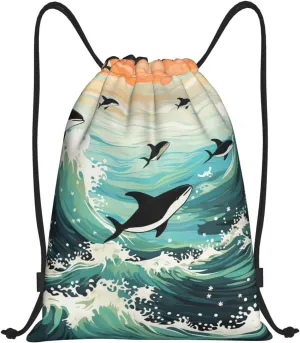 Drawstring Backpack for Women Men Gym Drawstring Bags Pacific Ocean biological String Bag Swim Bag