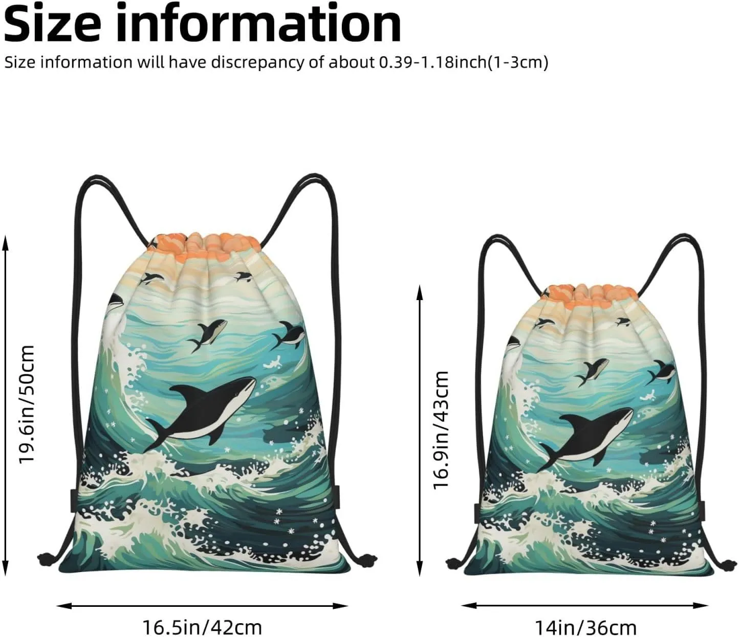 Drawstring Backpack for Women Men Gym Drawstring Bags Pacific Ocean biological String Bag Swim Bag