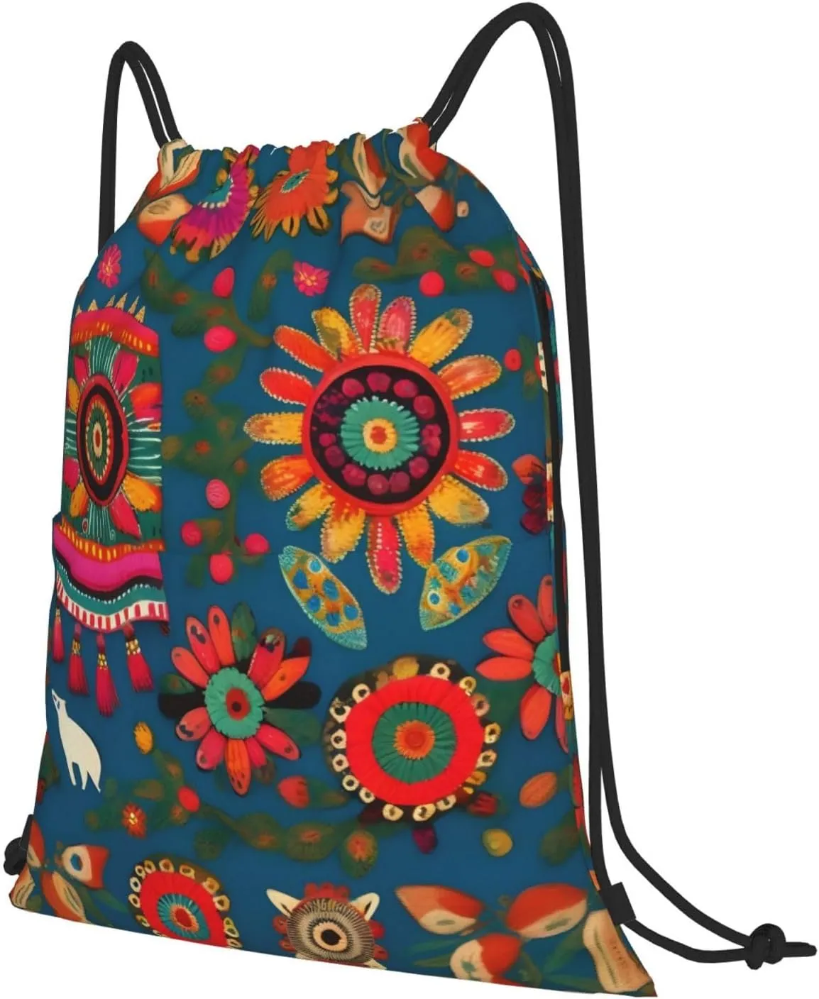 Drawstring Backpack for women,Versatile drawstring bag,Water-Resistant Cinch Bag,Gym sackpack-Mexican Folk Art Boho