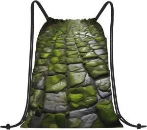Drawstring Backpack for women,Versatile drawstring bag,Water-Resistant Cinch Bag,Gym sackpack-Moss Stone Pavement