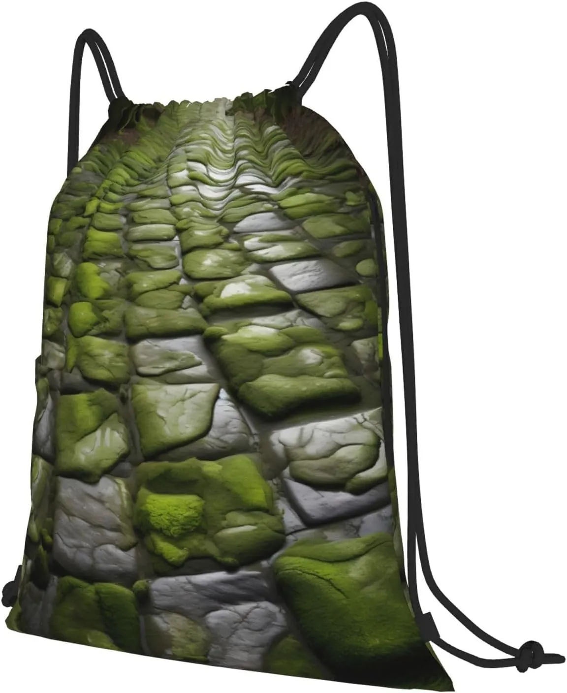 Drawstring Backpack for women,Versatile drawstring bag,Water-Resistant Cinch Bag,Gym sackpack-Moss Stone Pavement