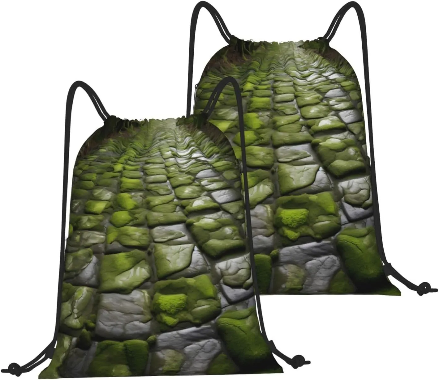 Drawstring Backpack for women,Versatile drawstring bag,Water-Resistant Cinch Bag,Gym sackpack-Moss Stone Pavement