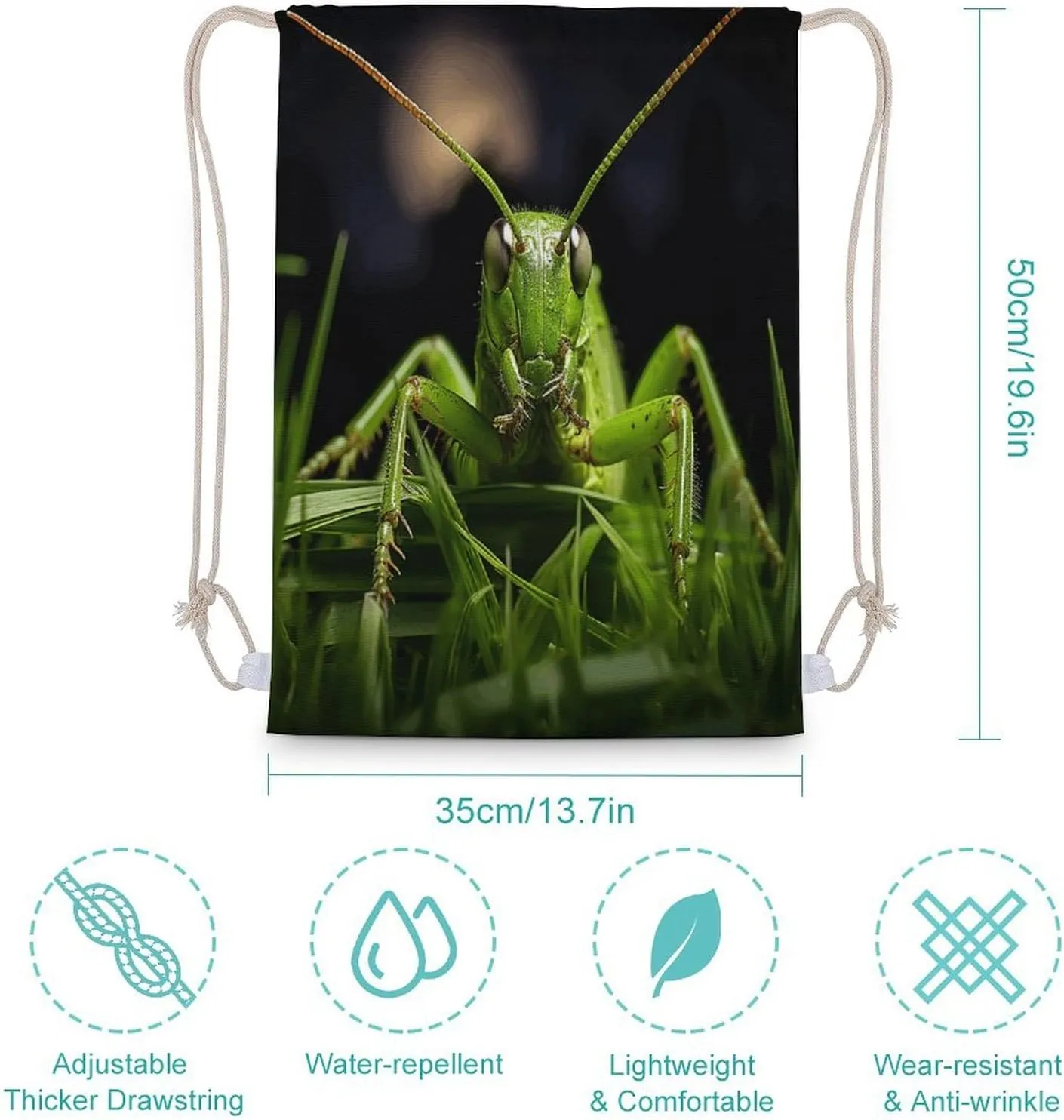 Drawstring Backpack Lightweight Grasshopper on Grass Drawstring Bags Fashion Gym Bag For Women Men
