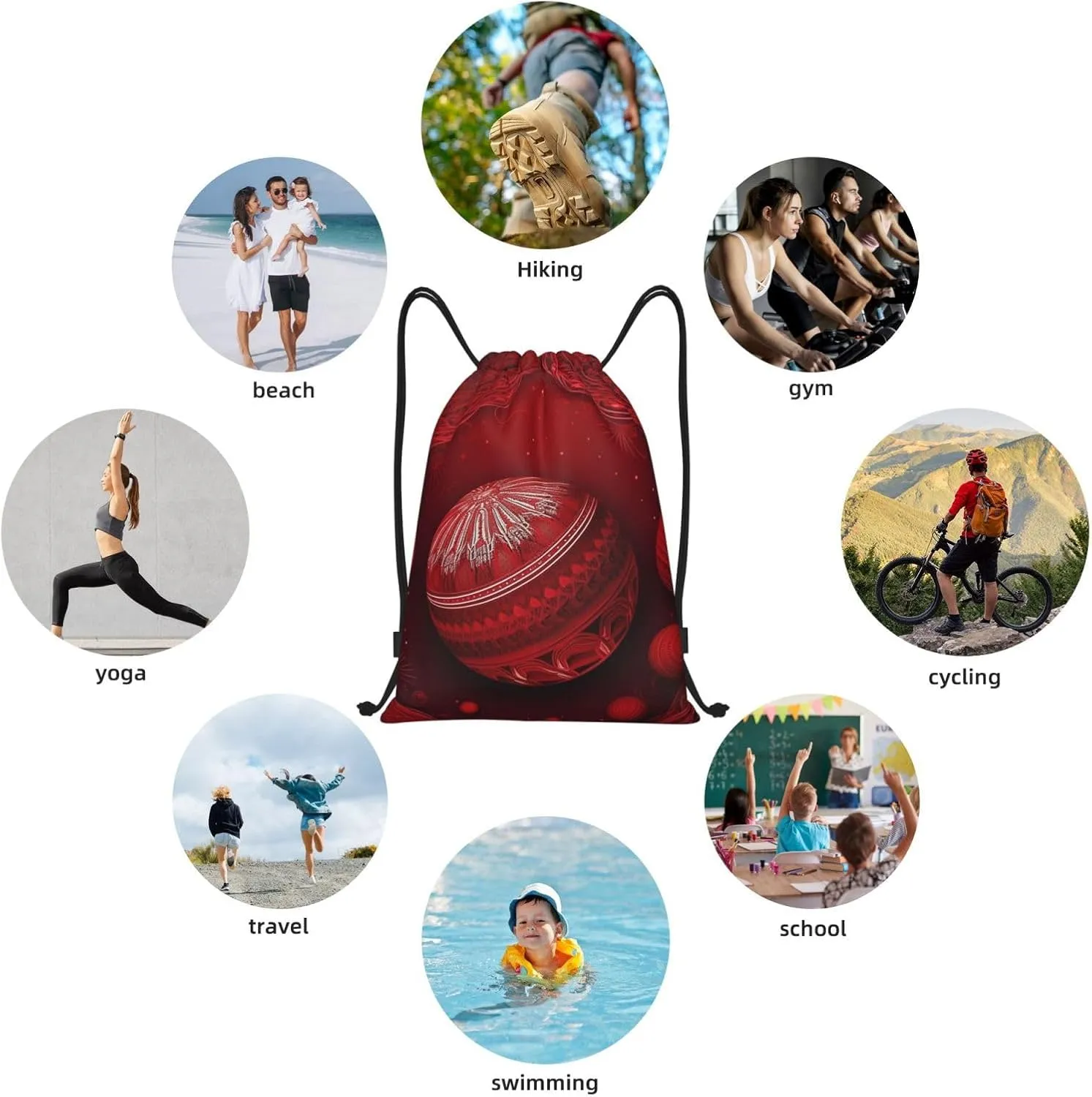 Drawstring Backpack Sports Gym Bag Christmas Atmosphere Balls Drawstring Bags Foldable Backpack for Women Men
