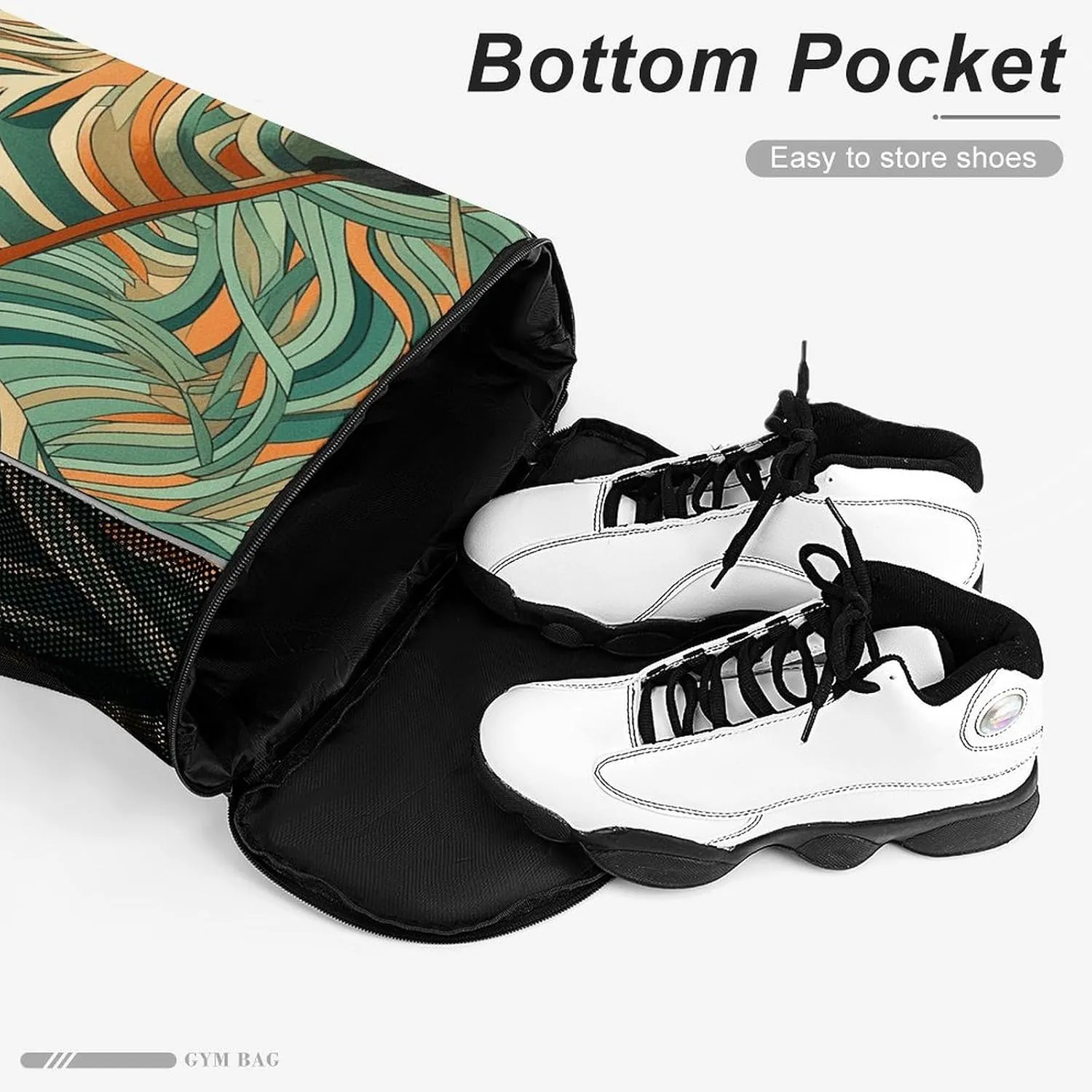 Drawstring Backpack Sports Gym Bag Resistant Sackpack Green Decorative Pattern String Bag for Women Men, 45.5x41.5x36cm