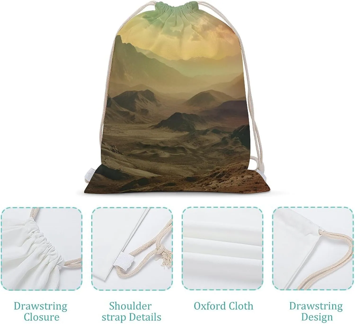 Drawstring Backpack Sunset in Valley String Bag Sackpack Foldable Backpack Sports Gym Bag for Shopping Yoga