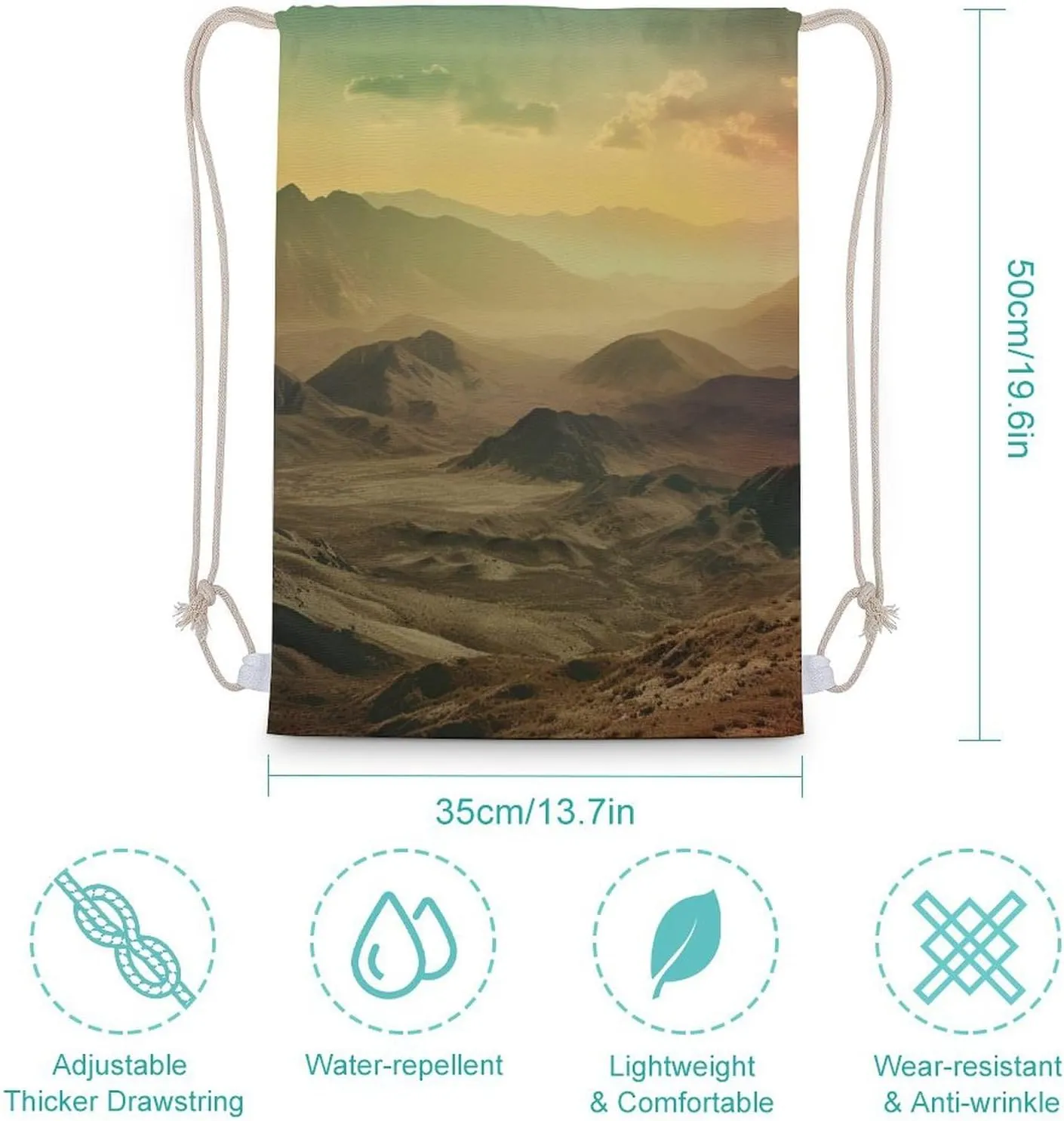 Drawstring Backpack Sunset in Valley String Bag Sackpack Foldable Backpack Sports Gym Bag for Shopping Yoga