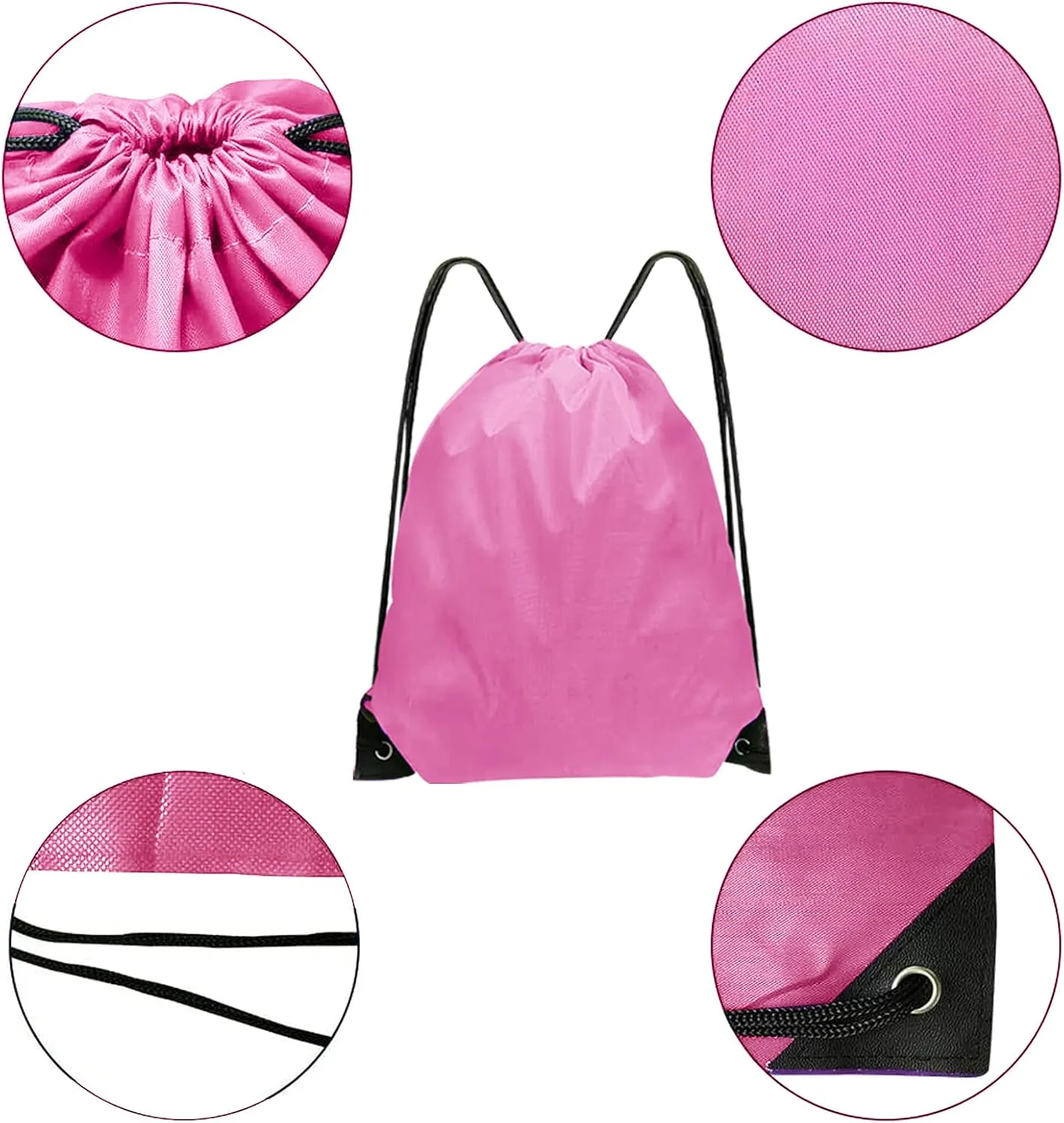 Drawstring Bags Bulk 14 Pcs Drawstring Backpack Bulk Cinch Bag Sackpack for Men Women Gym (Pink)