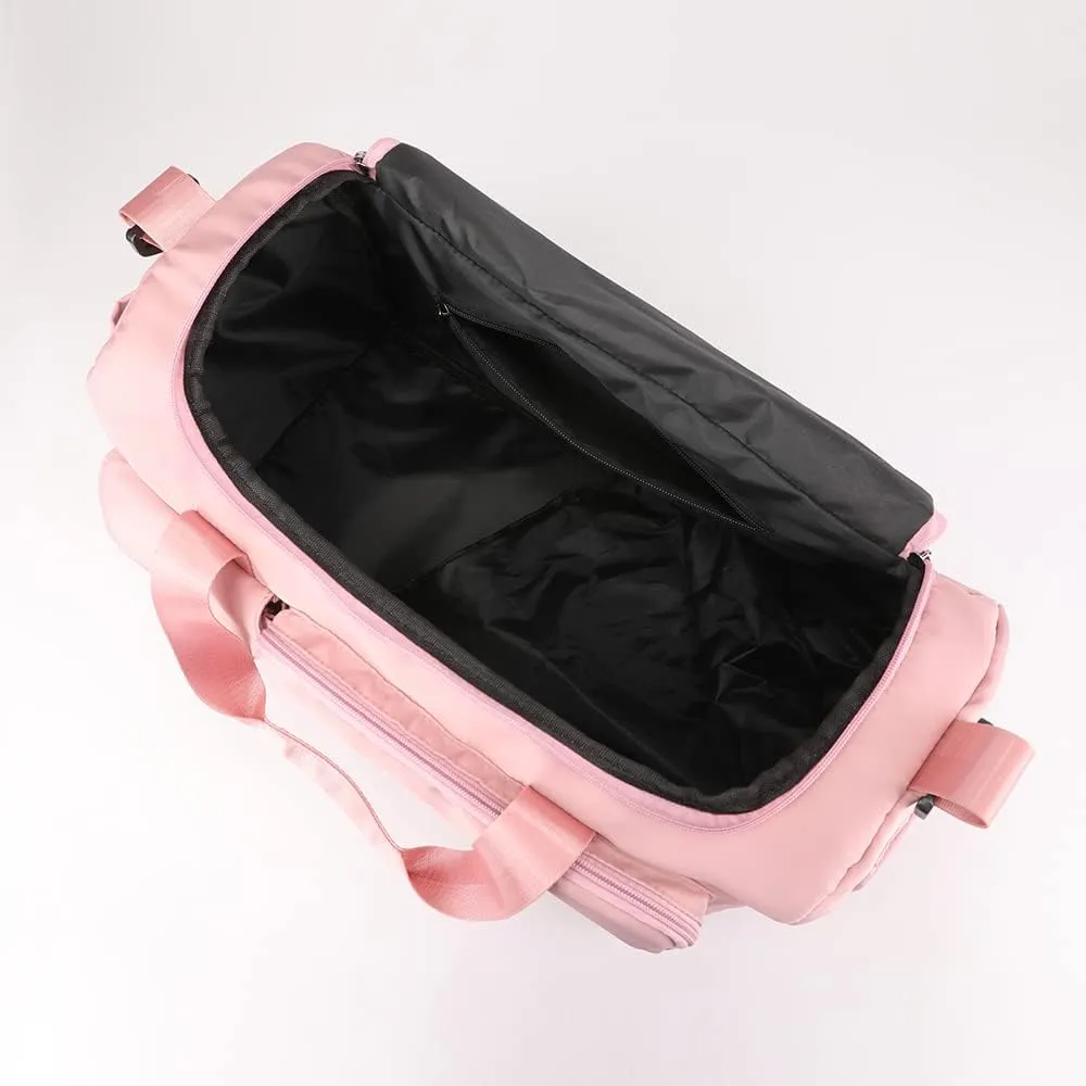 Duffle Bag with Shoe and Wet Compartment Gym Bag for Women and Men Duffle Bag for Overnight Travel Sport Workout Bag Pink