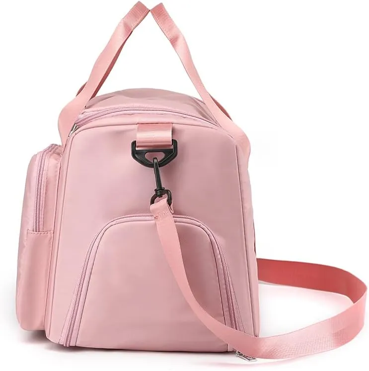 Duffle Bag with Shoe and Wet Compartment Gym Bag for Women and Men Duffle Bag for Overnight Travel Sport Workout Bag Pink