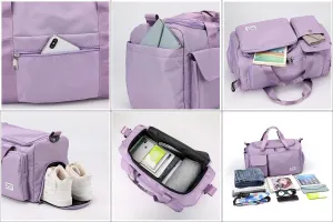 Duffle Bag with Shoe and Wet Compartment Gym Bag for Women and Men Duffle Bag for Overnight Travel Sport Workout Bag Purple