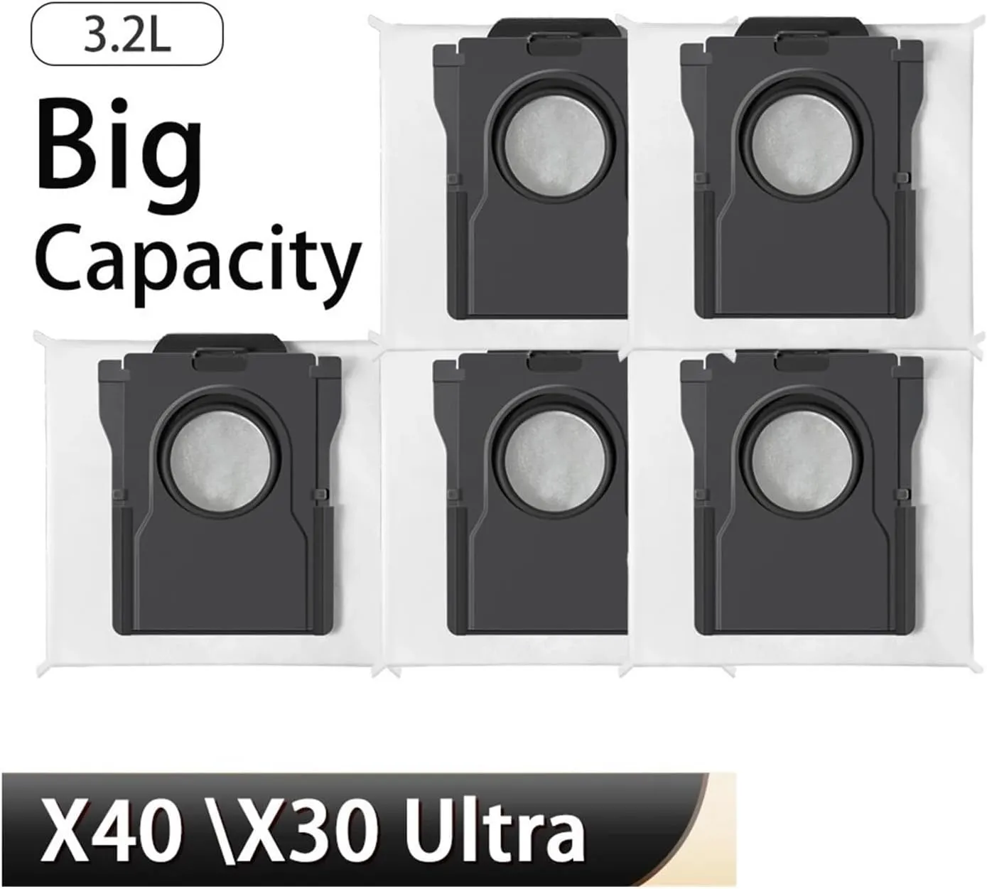 Dust Bag Replacement Parts. Compatible for Dreame X40 Ultra /L10s Pro Ultra Heat/X30 Ultra. 3.2L Vacuuming Bags for Collecting Hair Accessories(B-6PCS)