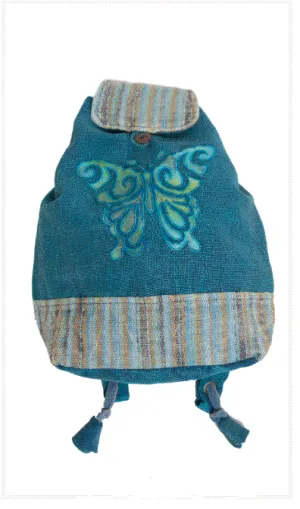 Earth Divas - Fuzzy Embroidered Drawstring Backpack w/Nature Design